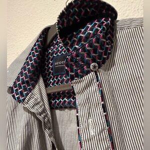 Scott Weiland Men's pinstripe woven geometric pattern unique  dress shirt Small